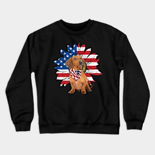 Dachshund American Flag Sunflower Crewneck Sweatshirt